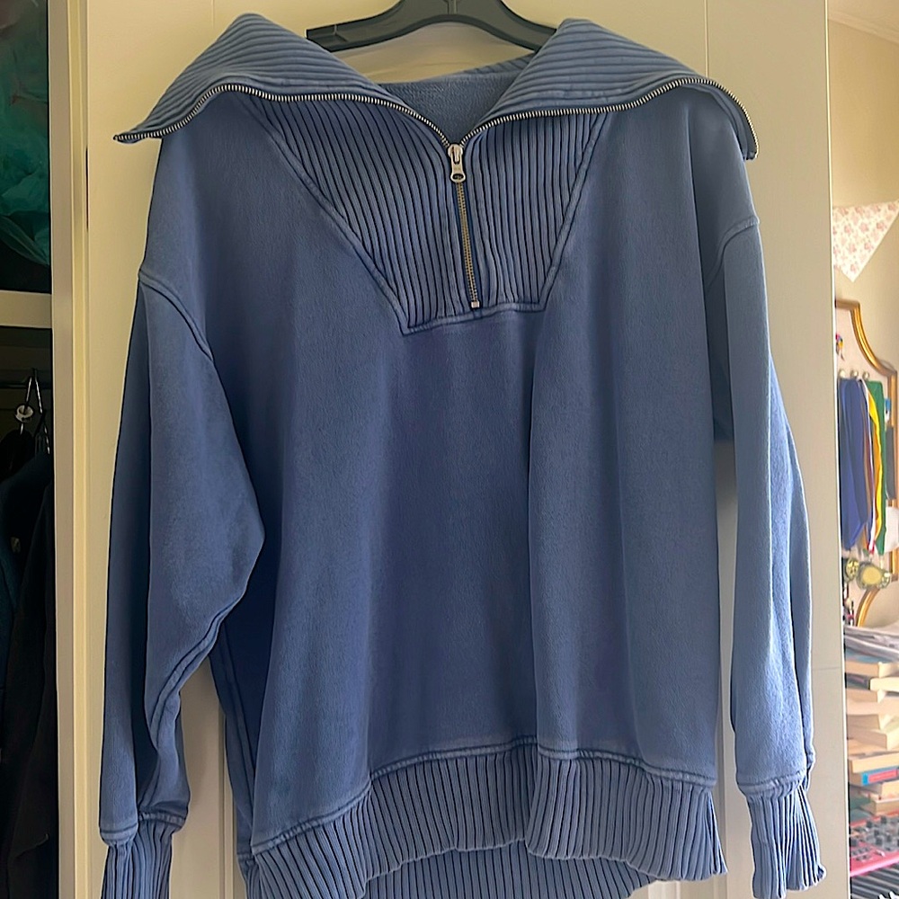 Aerie Blue Half-Zip Sweatshirt